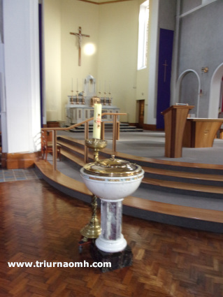 Baptismal font in Our Lady of Victories