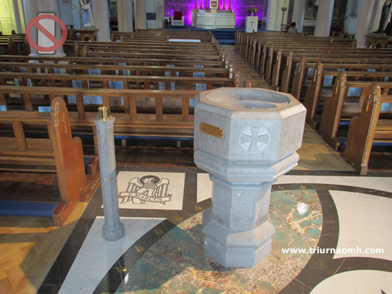 Baptismal font at Our Ladys Church Foxrock