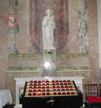 Votive candle shrine at Foxrock church